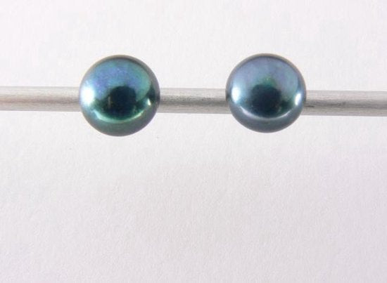 Zilveren oorstekers met natuurlijke zwarte zoetwaterparels afbeelding 1