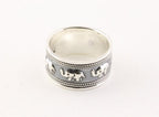 Brede zilveren ring met olifanten afbeelding 2