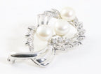Hoogglans zilveren broche met parels en witte topaas afbeelding 3