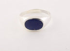 Ovale hoogglans zilveren ring met lapis lazuli afbeelding 4