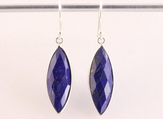 Zilveren oorbellen met gefacetteerde lapis lazuli afbeelding 3