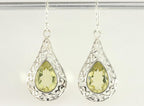 Opengewerkte zilveren oorbellen met lemonkwarts afbeelding 4