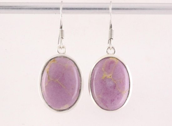 Ovale zilveren oorbellen met fosfosideriet afbeelding 4