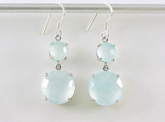 Zilveren oorbellen met chrysopraas chalcedoon afbeelding 5