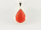 Druppelvormige zilveren hanger met rode koraal steen afbeelding 4