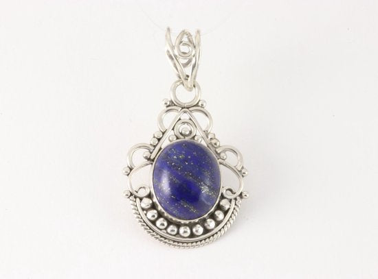 Opengewerkte zilveren hanger met lapis lazuli afbeelding 1