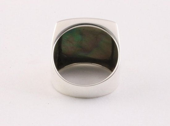 Zilveren zegelring met abalone schelp afbeelding 4