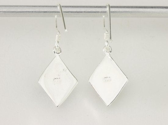 Ruitvormige zilveren oorbellen met abalone schelp afbeelding 3