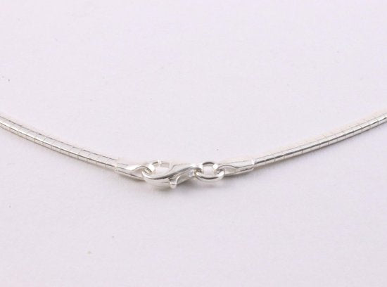 Fijn hoogglans zilveren omega collier afbeelding 4