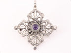 Traditionele zilveren dubbele vajra hanger met amethist afbeelding 1
