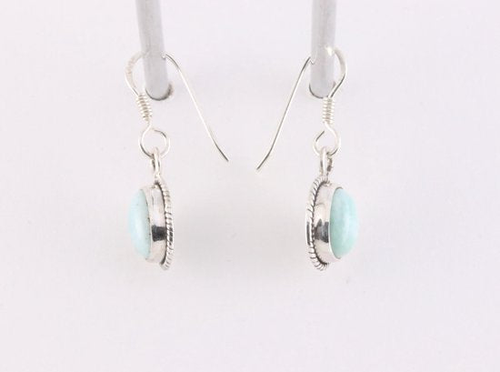 Fijne bewerkte zilveren oorbellen met larimar afbeelding 2