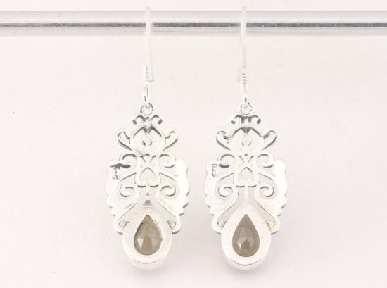 Opengewerkte zilveren oorbellen met rookkwarts afbeelding 2