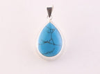 Druppelvormige zilveren hanger met blauwe turkoois afbeelding 4