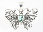 Zilveren vlinder hanger met groene toermalijn afbeelding 1