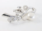 Hoogglans zilveren broche met parel en witte topaas afbeelding 2