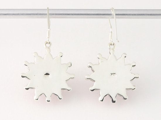 Bloemvormige zilveren oorbellen met blauwe turkoois afbeelding 3