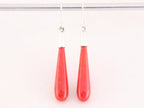 Zilveren oorbellen met pegels rode koraal steen afbeelding 2