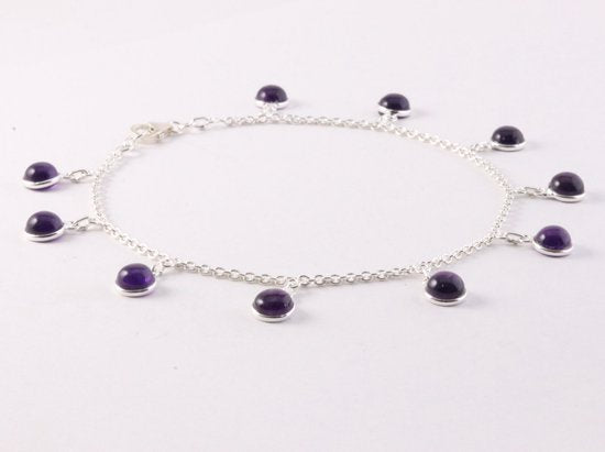 Fijne zilveren enkelband met amethist afbeelding 2