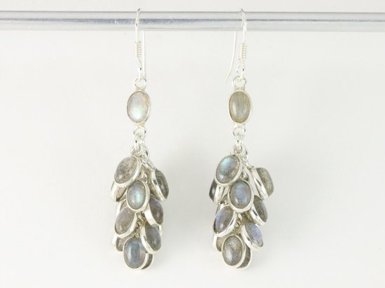 Trosvormige zilveren oorbellen met labradoriet afbeelding 4