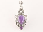 Opengewerkte zilveren hanger met amethist afbeelding 1