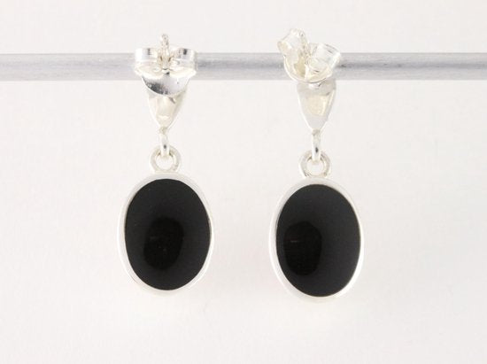 Hoogglans zilveren oorstekers met roze parelmoer afbeelding 2