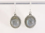 Bewerkte ovale zilveren oorbellen met labradoriet afbeelding 1