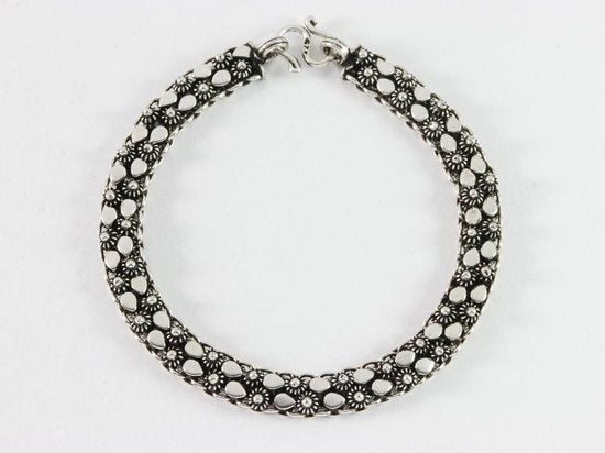 Fijn bewerkte zilveren schakelarmband afbeelding 1