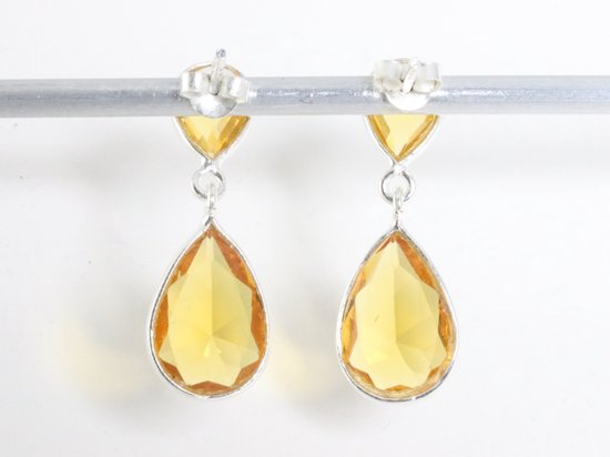 Zilveren oorstekers met citrien afbeelding 3