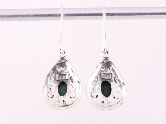 Opengewerkte zilveren oorbellen met malachiet afbeelding 3