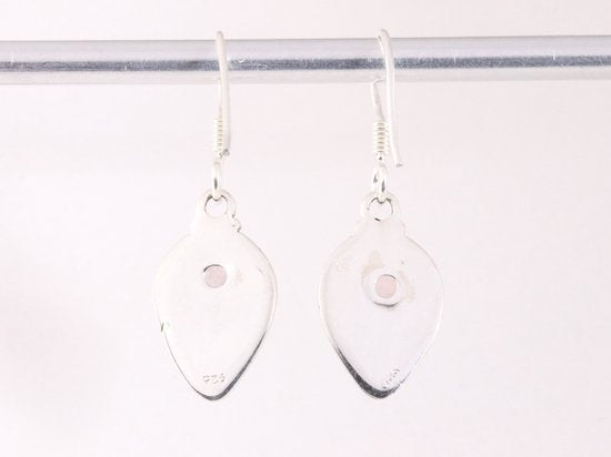 Fijne bewerkte zilveren oorbellen met rozenkwarts afbeelding 3