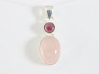 Zilveren hanger met rozenkwarts en granaat afbeelding 4