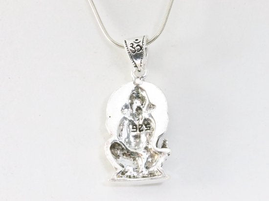Zilveren Ganesha hanger aan ketting afbeelding 3