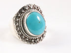 Bewerkte zilveren ring met Tibetaanse turkoois afbeelding 1