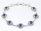 Bewerkte zilveren armband met lapis lazuli afbeelding 1