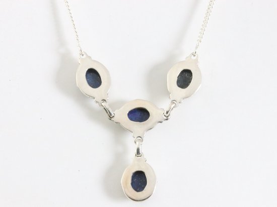 Bewerkte zilveren ketting met lapis lazuli afbeelding 2