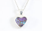 Hartvormige zilveren hanger met paarse koperturkoois aan ketting afbeelding 3