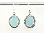 Bewerkte ovale zilveren oorbellen met aqua chalcedoon afbeelding 3