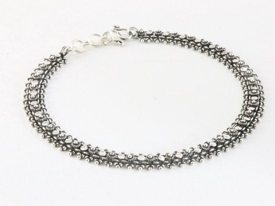 Zware fijn bewerkte zilveren enkelband afbeelding 2