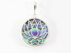 Ronde zilveren lotus bloem hanger met abalone schelp afbeelding 4