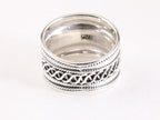 Brede zilveren ring met kruiskabelpatroon afbeelding 3