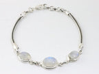 Zilveren armband met regenboog maansteen afbeelding 1