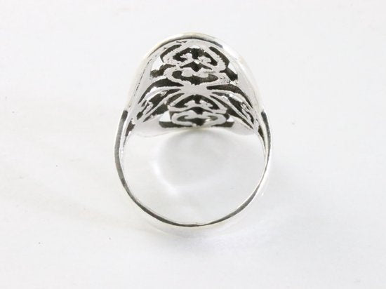 Langwerpige opengewerkte zilveren ring afbeelding 3