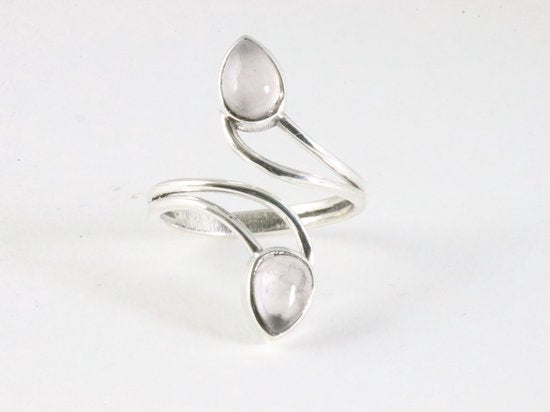 Fijne zilveren ring met rozenkwarts afbeelding 4