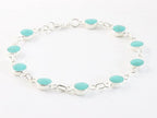 Hoogglans zilveren armband met groene turkoois afbeelding 2