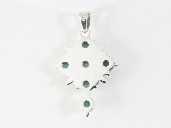 Bewerkte zilveren kruishanger met larimar afbeelding 3