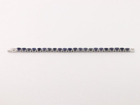 Zilveren tennisarmband met blauwe saffier afbeelding 3