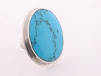 Grote ovale zilveren ring met blauwe turkoois afbeelding 1