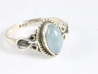 Fijne bewerkte zilveren ring met aquamarijn afbeelding 1