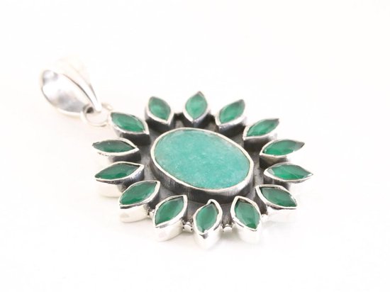 Zilveren hanger met smaragd afbeelding 2