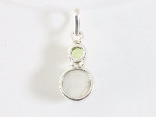Fijne zilveren hanger met regenboog maansteen en peridoot afbeelding 3